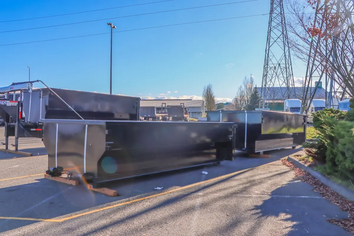 Roll-off dumpster ready for waste disposal at job site for 20 Yard Dumpster Rental in Cameron Park